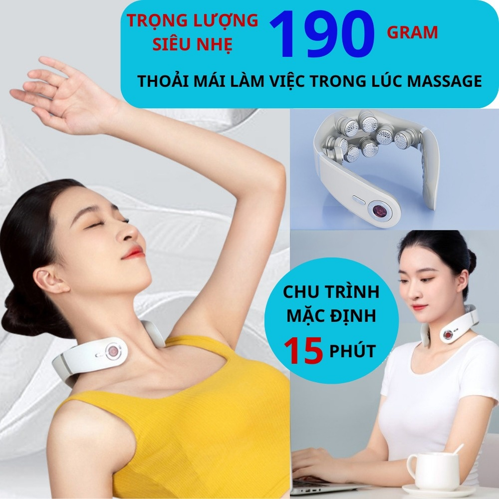 Máy Massage Cổ Vai Gáy 8D Điều khiển qua App điện thoại Xung điện Chuyên sâu hiệu quả Bảo hành 5 năm