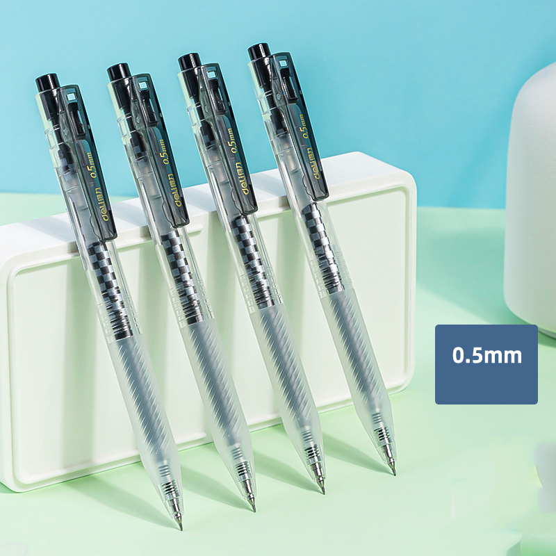 Bút gel Deli học sinh bấm khô nhanh ngòi 0,5mm đầu bút hình nón S18