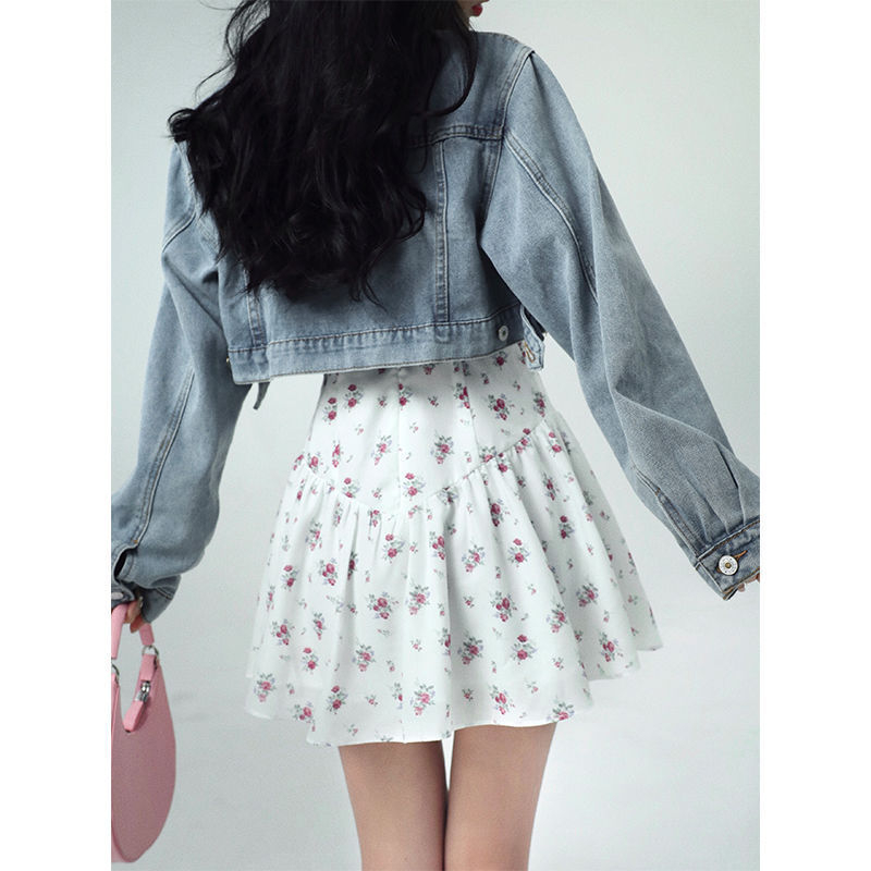 Áo khoác jean dáng rộng dài tay y2k, áo bò lửng thời trang denim jacket J41