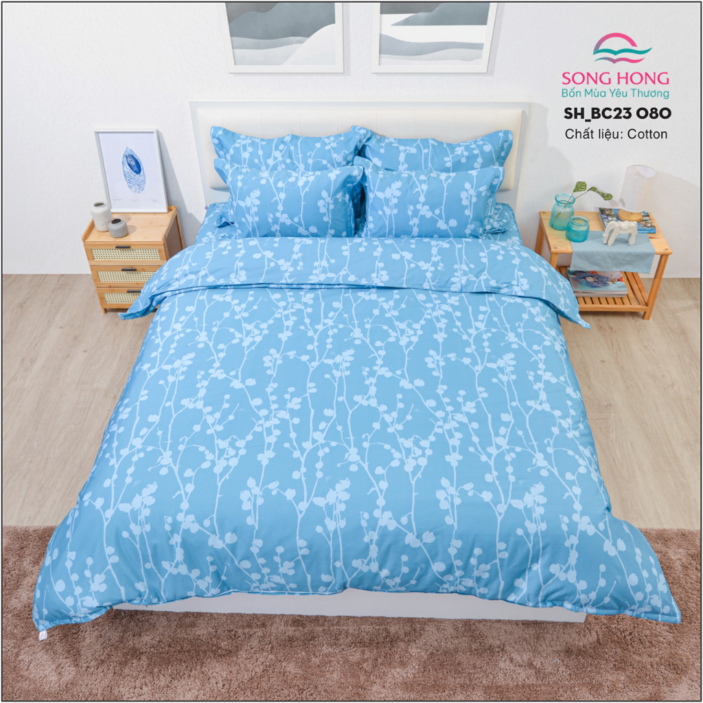 ✔️ Bộ Ga Gối 1m5x1m9m, ga chun chần bông - Dòng Basic -  Chất Cotton - Sông Hồng Chính Hãng- Mẫu mã chất lượng bền đẹp.