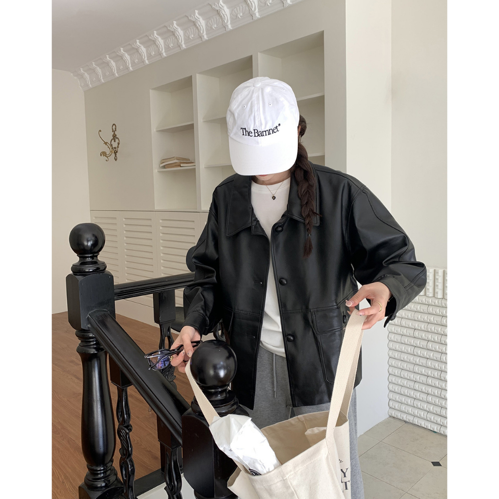 Áo da nữ TALOFA thiết kế basic, phong cách hàn quốc, sang, xịn | BigBuy360 - bigbuy360.vn