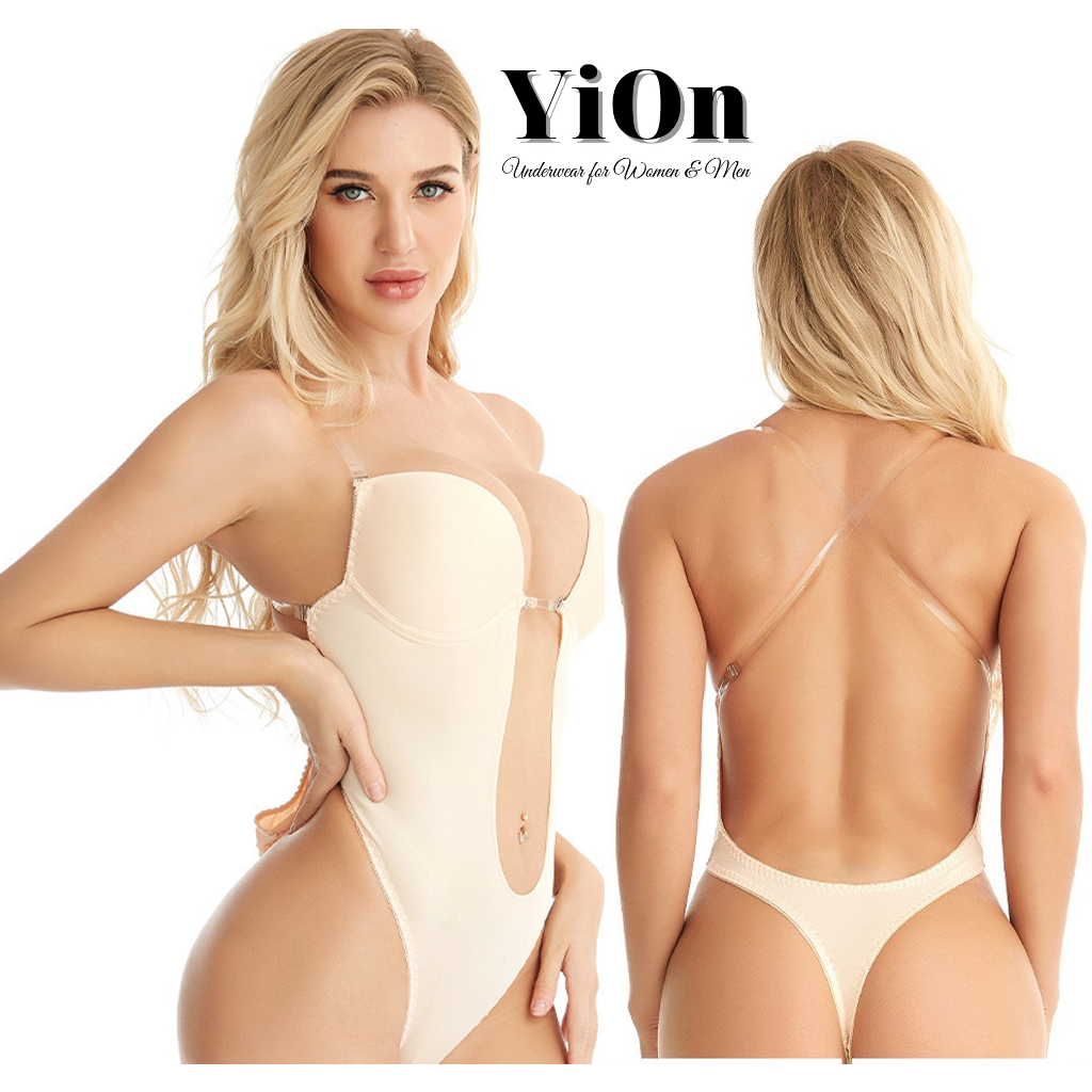 Bộ đồ lót bodysuit hở lưng khoét ngực quyến rũ tặng kèm dây trong BD02 YiOn Underwear