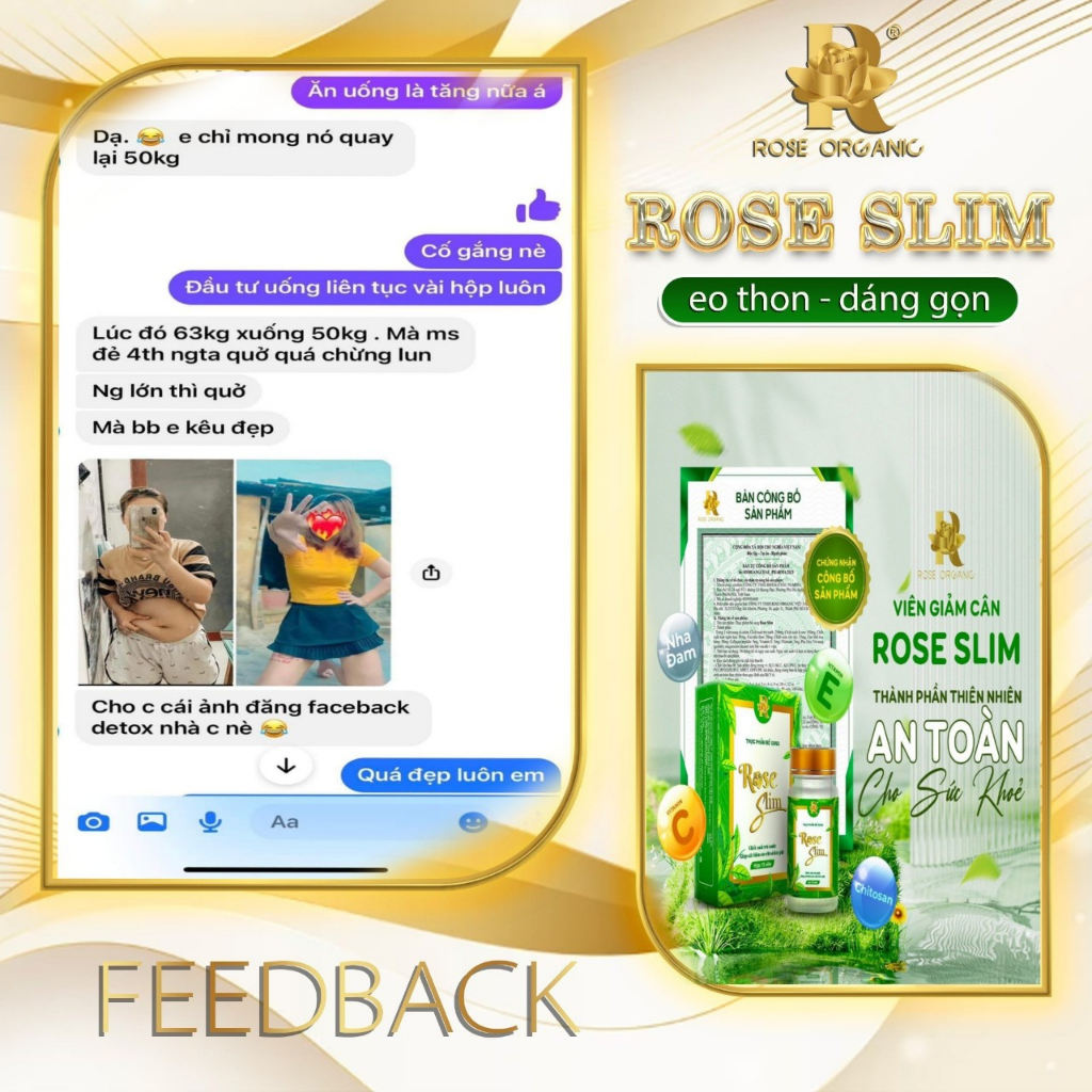 🍭 Giảm Cân ROSE Slim Liệu Trình 15 Ngày Gàm 5-8kg Cho Cơ Địa Khó Giảm