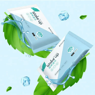 Gói 12 khăn ướt lạnh mini Wake up, Gói khăn ướt bạc hà bỏ túi tiện lợi