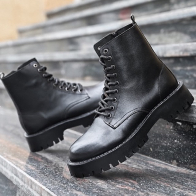 Giày Combat Boots Nam Nữ Tăng Chiều Cao ZEUS DC-04 Đen