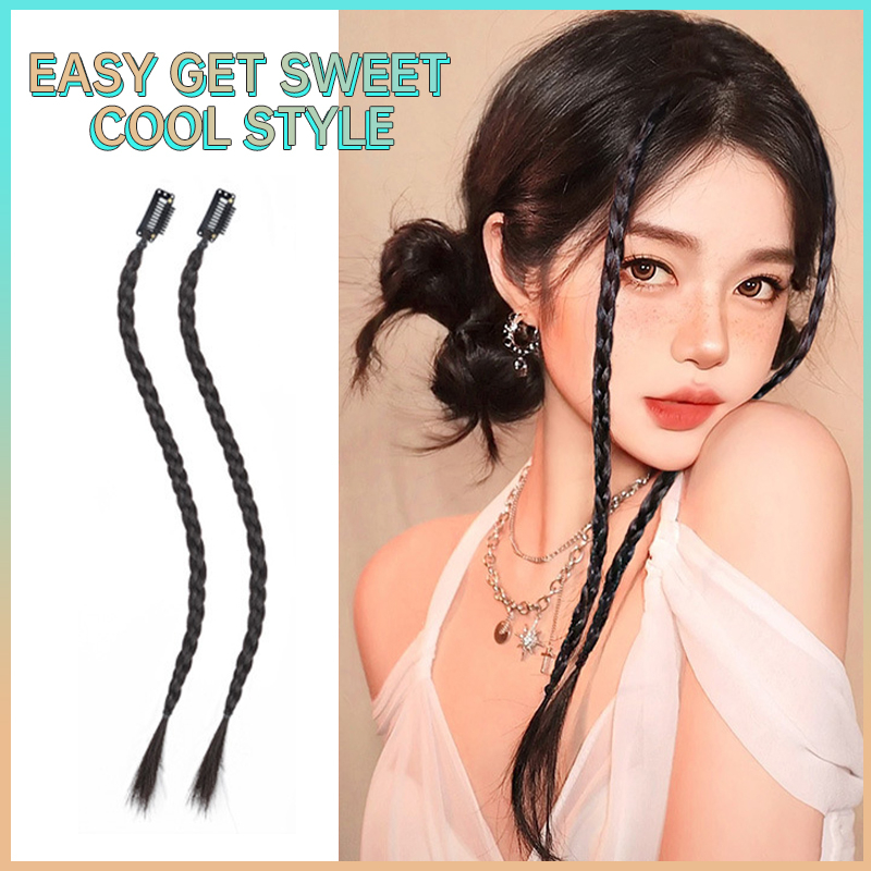 🥟ice🥟Tóc giả thắt bím nhỏ cho nữ, tóc tết giả thắt bính dài đẹp