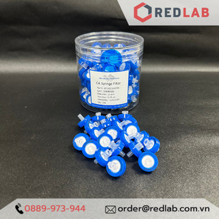 100 Đầu lọc syringe CA Cellulose Acetate, không tiệt trùng, đường kính 13 mm lỗ lọc 0.22µm và 0.45 µm, ưa nước
