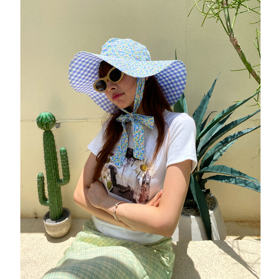 Nón Mũ Vành Tròn Hoa Nhí Dahlia Có Dây Đeo Tặng Kèm Scrunchies | Thyme