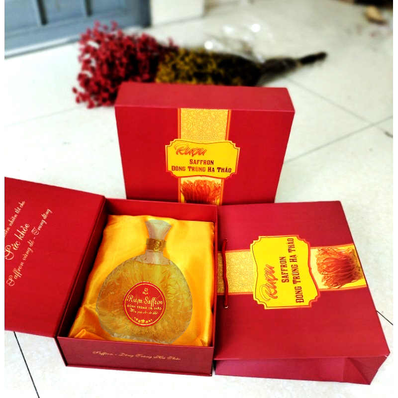 Bộ túi hộp Saffron Đông trùng, tờ rơi