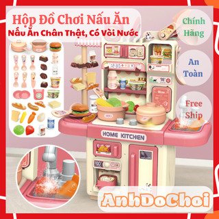 Đồ chơi nấu ăn đồ chơi nhà bếp cho bé có vòi nước HOME KITCHEN  tặng kèm 50 tri tiết đồ ăn
