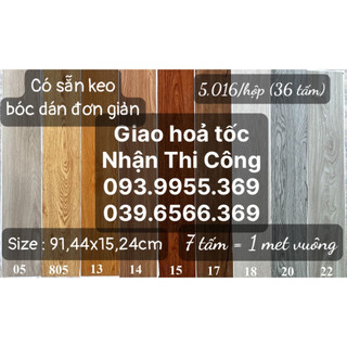 1 tấm, Sàn nhựa giả gỗ, 91,44x15,24cm, sàn dán keo sẵn, dán sàn nhà giả gỗ