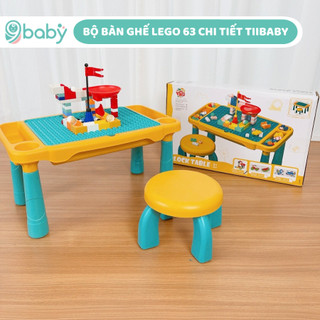 Bàn lắp ráp Lego đa năng Tiibaby cho bé, bộ gồm 1 ghế, có kèm bộ láp ráp, vừa làm bàn chơi vừa làm bàn học