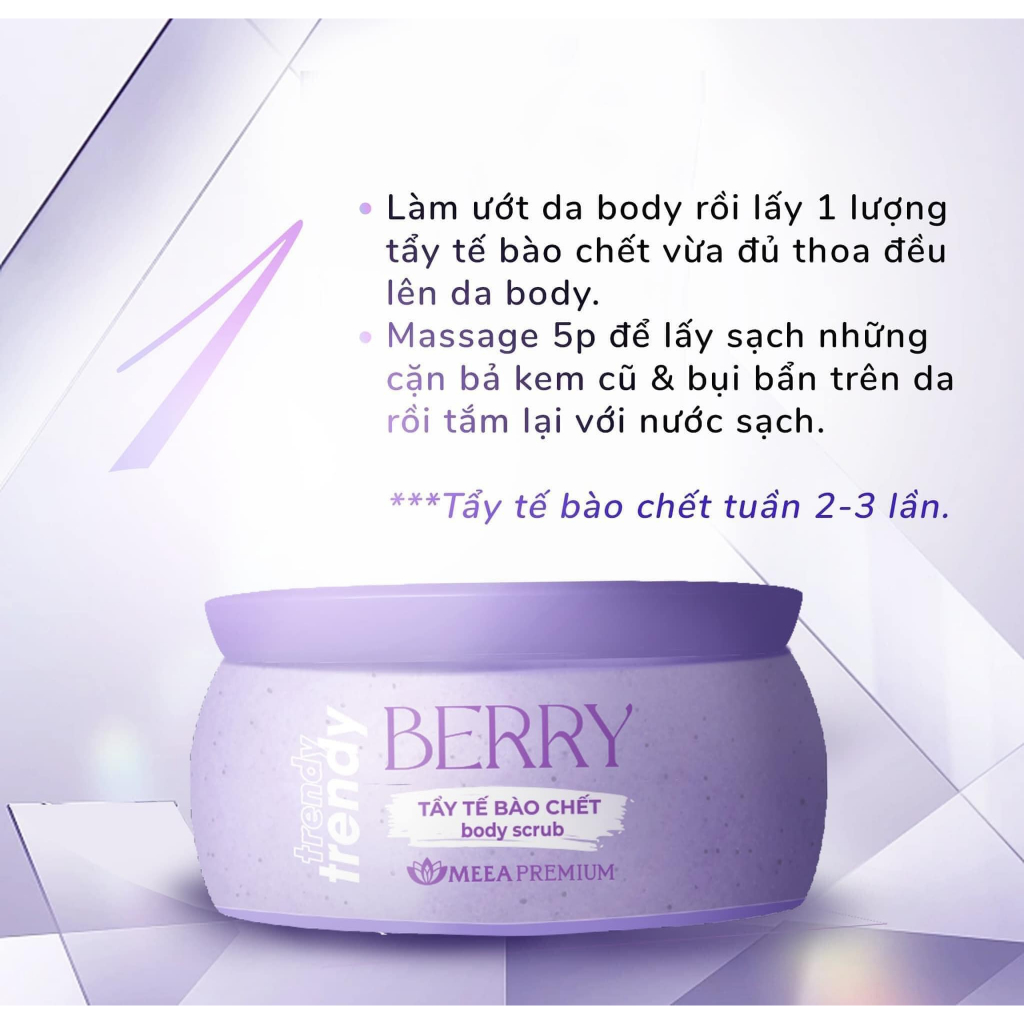 Tẩy Tế Bào Da Chết Berry Body Trendy, Ủ Trắng Lên Men Body Trendy, Kem Body Trendy - Meea Premium