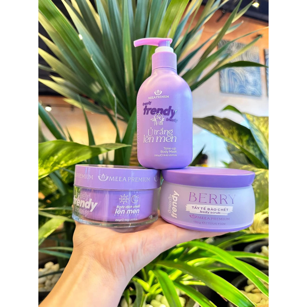 Tẩy Tế Bào Da Chết Berry Body Trendy, Ủ Trắng Lên Men Body Trendy, Kem Body Trendy - Meea Premium