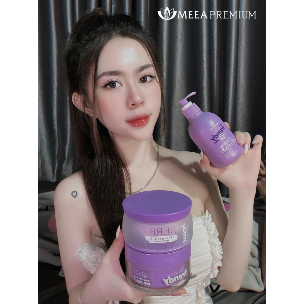 Tẩy Tế Bào Da Chết Berry Body Trendy, Ủ Trắng Lên Men Body Trendy, Kem Body Trendy - Meea Premium