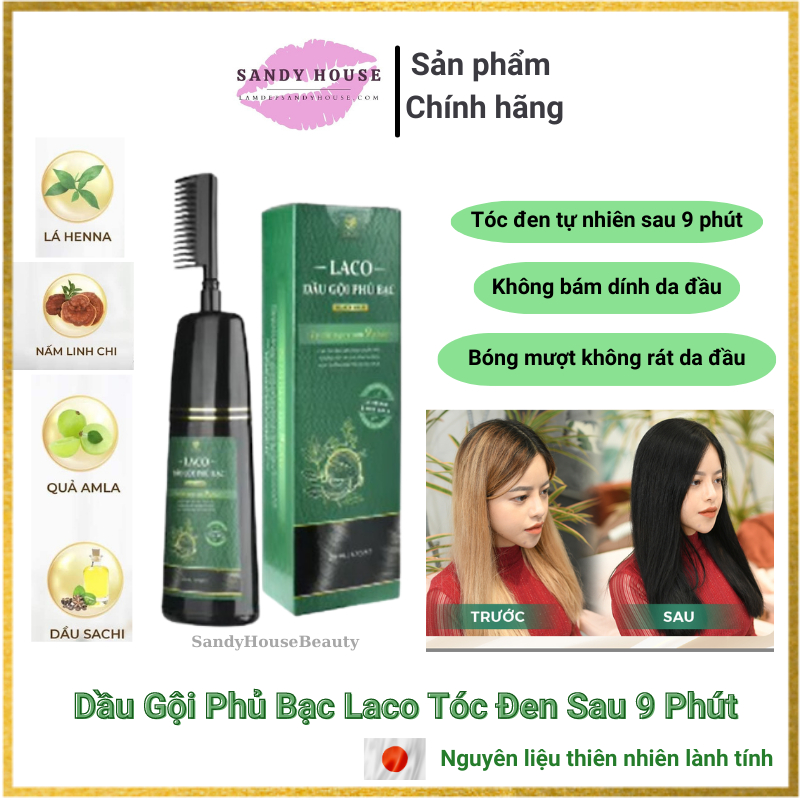Dầu Gội Phủ Bạc Laco - Thiên Nhiên An Toàn Phủ Bạc Sau 9 Phút |Cam Kết Chính Hãng 100%|
