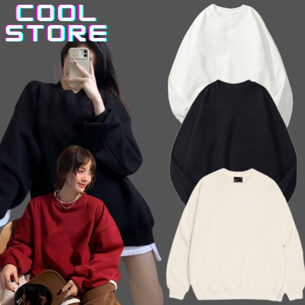 Áo sweater trơn nỉ dài tay unisex siêu xịn xò , hàng chuẩn fomr cao cấp , dày dặn chuẩn hàng quảng châu COOL STORE
