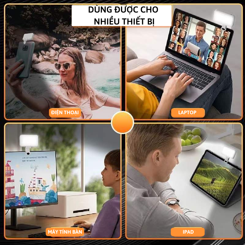 Đèn led livestream kẹp điện thoại gắn máy ảnh trợ sáng để chụp ảnh selfie quay hình video makeup