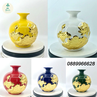[GIÀU SANG] HOT🔥Bình hút lộc, lọ hoa hút tài lộc tài vượng hoa sen dát vàng may mắn cao 18cm