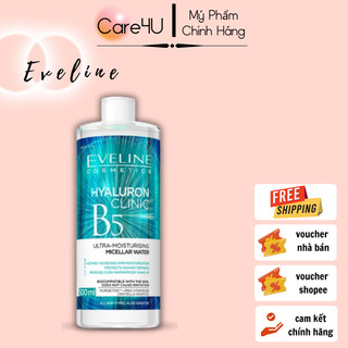  Nước tẩy trang Eveline Hyaluron Clinic B5 và tinh chất rau má làm dịu, dưỡng ẩm da 500ML