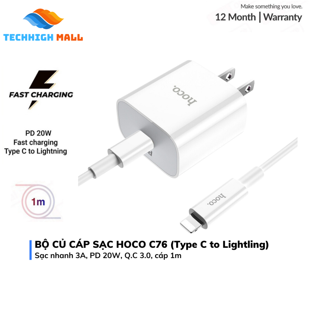 Bộ Sạc Nhanh Hoco C76 Plus 20w cho iP sạc siêu nhanh - Techhigh Mall