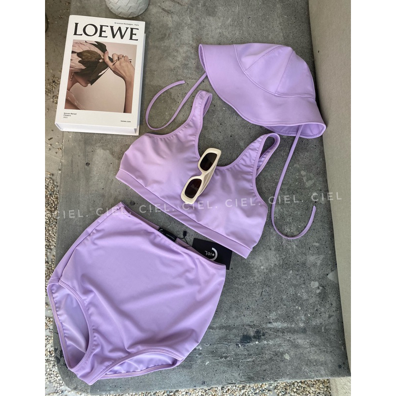 Bikini 2 mảnh tím pastel cạp cao