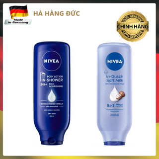 Sữa dưỡng thể Nivea Milk In-Dusch 400ml dùng khi tắm, giúp làn da mềm mịn ngay cả khi tắm xong, nhập Đức