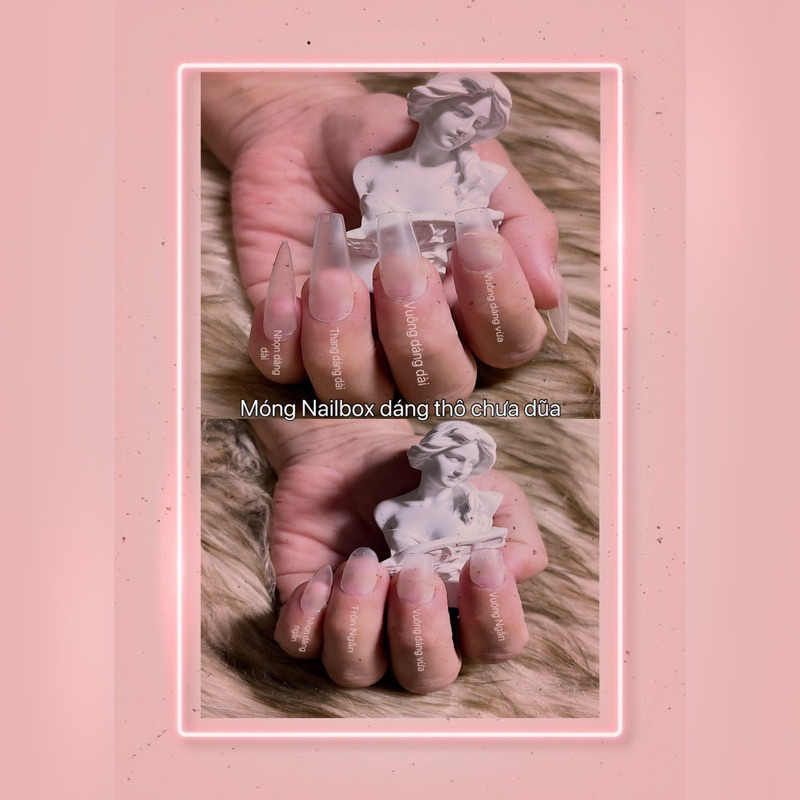Mẫu nailbox thiết kế  thạch hồng nhũ ,ẩn hoa đính kèm đá sáng.