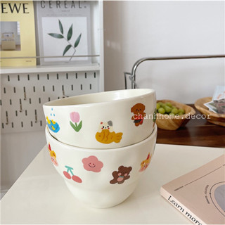 Tô sứ ăn cơm 600ml chịu nhiệt hoạ tiết hoạt hình, chén ăn ngũ cốc dĩa ăn mì salad, bát dĩa dễ thương |Chanhhomedecor|