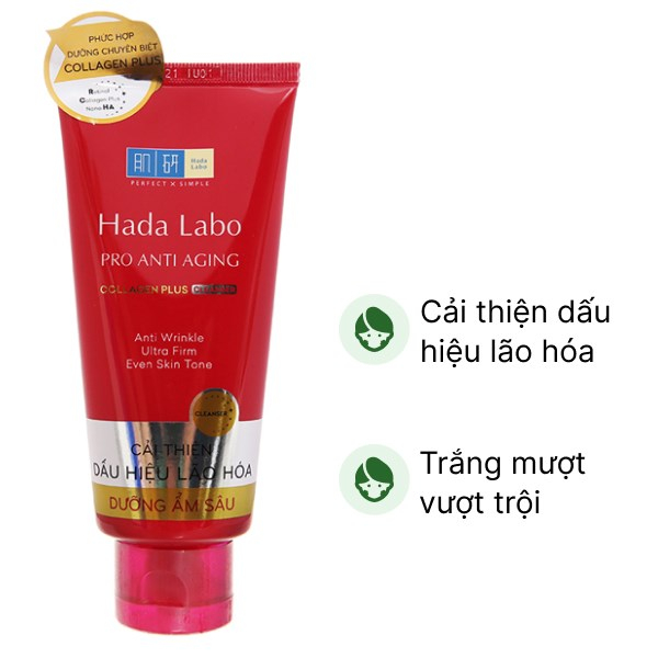 Sữa rửa mặt Hada Labo chăm sóc da, dưỡng ẩm, dưỡng trắng, chống lão hoá - Rohto Việt Nam (80gr)