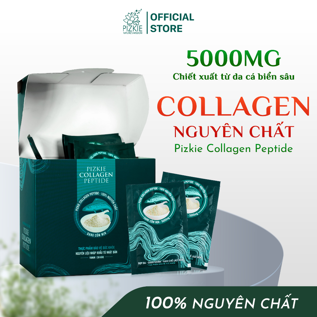 PIZKIE COLLAGEN PEPTIDE 5GR BÍ QUYẾT ĐẸP TOÀN DIỆN TỪ DA ĐẾN TÓC