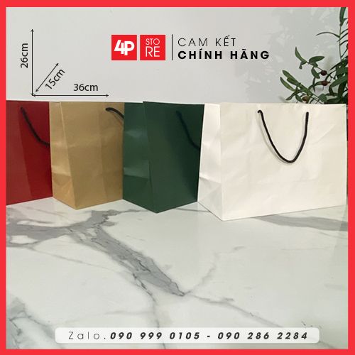 01 TÚI KRAFT CAO CẤP 36X26X15CM 4 MÀU - QUAI VẢI - HỎA TỐC