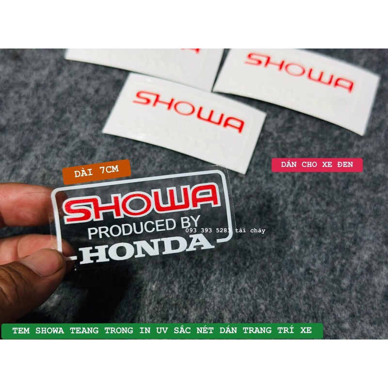 TEM SHOWA DÀI 7CM CHỬ TRẮNG IN UV SẮC NÉT ( DÁN XE ĐEN )