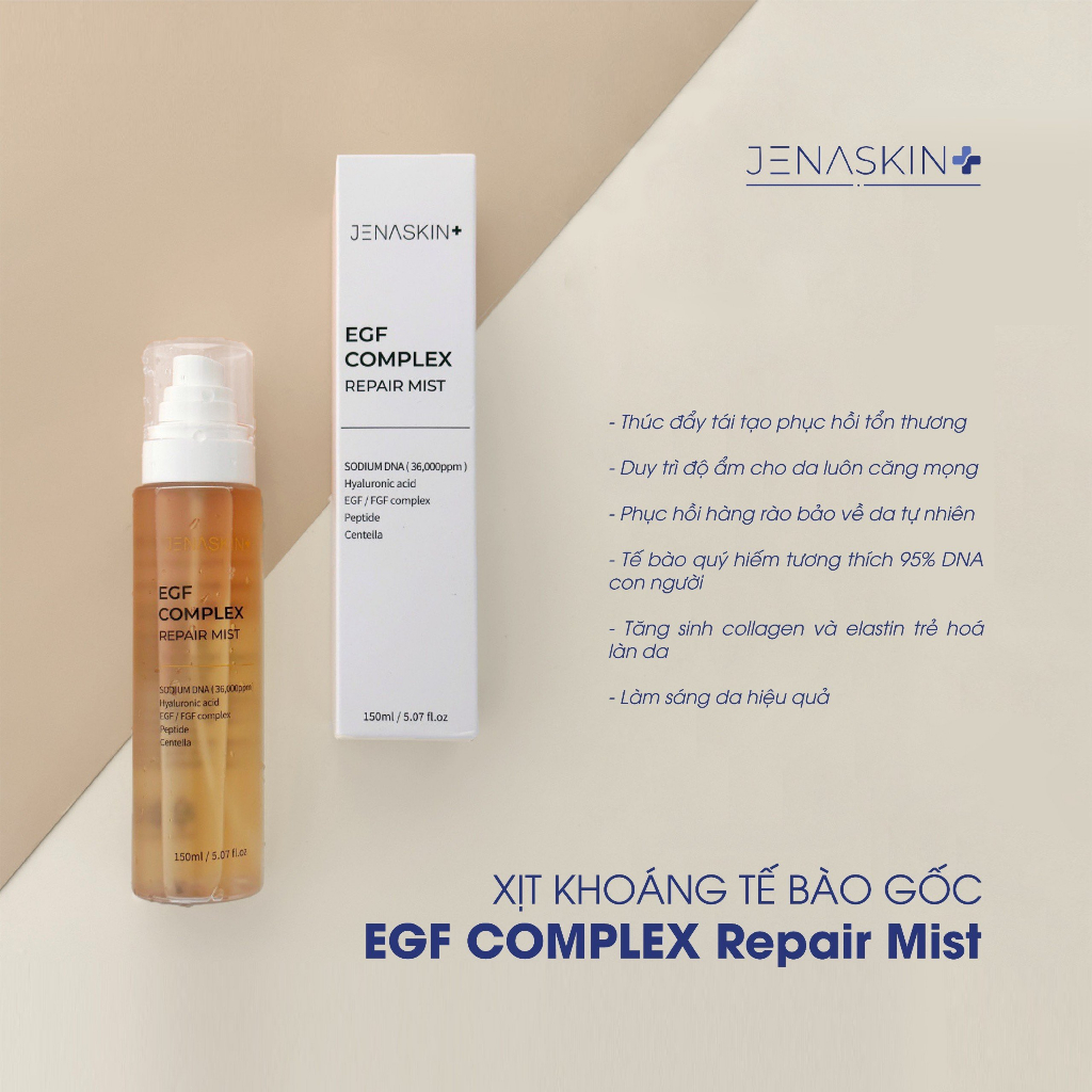 Xịt Dưỡng Ẩm jenaskin EGF COMPLEXRepair Mist duy trì độ ẩm cho da, thúc đẩy tái tạo tế bào da tổn thương