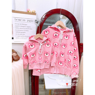 Áo khoác gấu dâu lotso hot trend 2023 cho bé gái và mẹ ( ảnh thật shop chụp )