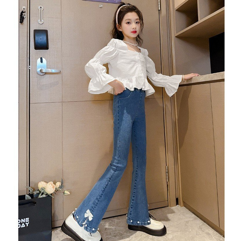 Quần Jeans Bé Gái Size Đại 14-43kg. Quần Bò Cho Gé Gái Thiết Kế Hoa Tiết Tinh Tế Duyên Dáng TRENDS 2024