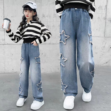 Quần Jeans Bé Gái Size Đại 14-43kg. Quần Bò Cho Gé Gái Thiết Kế Hoa Tiết Tinh Tế Duyên Dáng TRENDS 2024