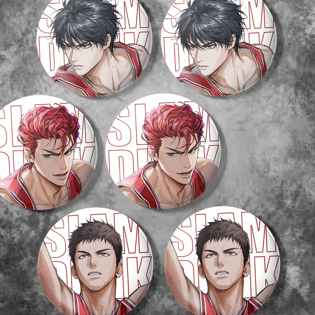 Huy Hiệu Cài Áo Anime - Slamdunk - Ghim Cài Áo, Badge Phụ Kiện Manga Hình Bóng Rổ