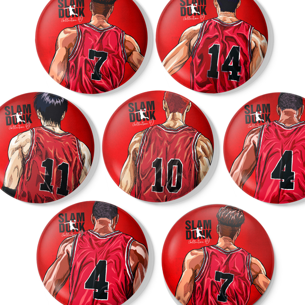 Huy Hiệu Cài Áo Anime - Slamdunk (Red) - Ghim Cài Áo, Badge Phụ Kiện Manga Hình Bóng Rổ