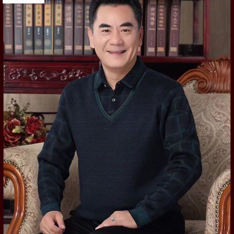 Áo Len Trung Niên Lót Lông áo len phối Sơ Mi  Tặng Bố áo tặng ông Già 👴