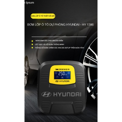 Bơm Lốp Ô tô Hyundai Chính Hãng Có Màn Hình Cảm Ứng, Có Đèn Pin, Nguồn Tẩu Giá Rẻ Iviecars