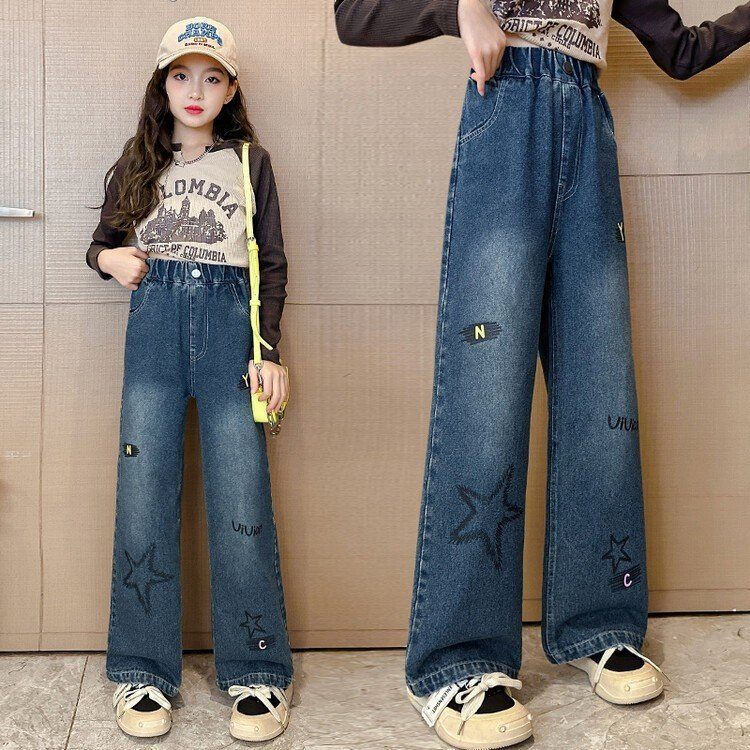 Quần Jeans Bé Gái Size Đại 14-43kg. Quần Bò Cho Gé Gái Thiết Kế Hoa Tiết Tinh Tế Duyên Dáng TRENDS 2024