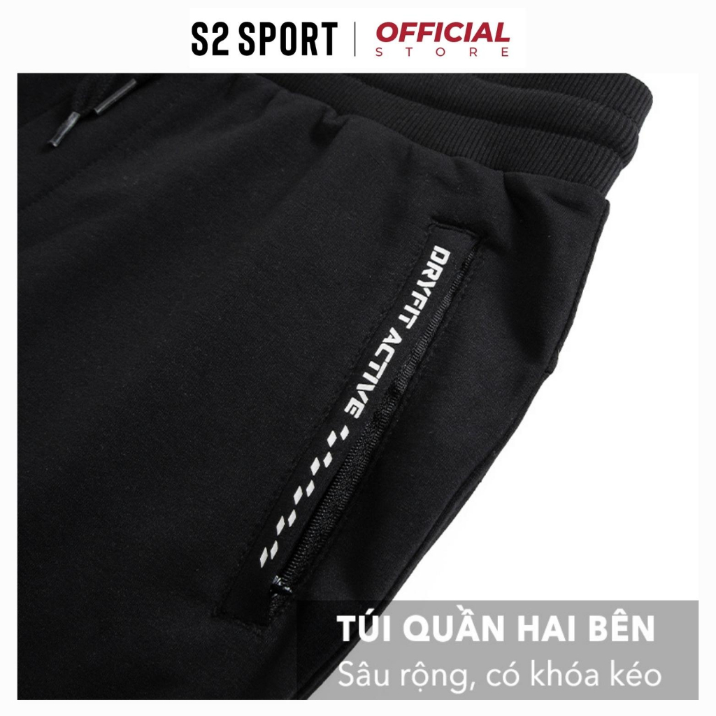 Bộ quần áo nỉ nam S2 SPORT SBNF02 áo sweater cotton USA cổ tròn phối line mặc nhà quần jogger cạp chun bo gấu thể thao