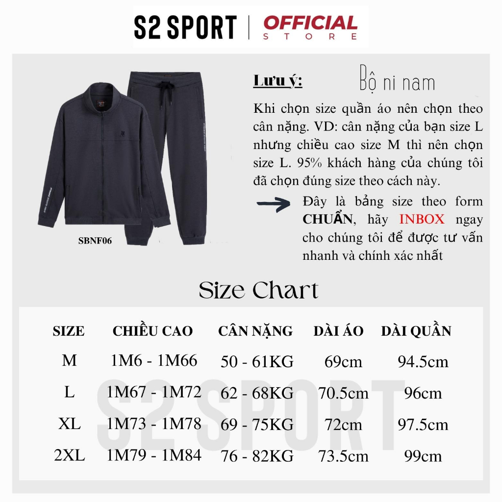 Bộ quần áo nỉ zip nam S2 SPORT SBNF06 áo sweater cổ tròn dài tay cotton USA thêu hình nổi quần jogger cạp chun thể thao