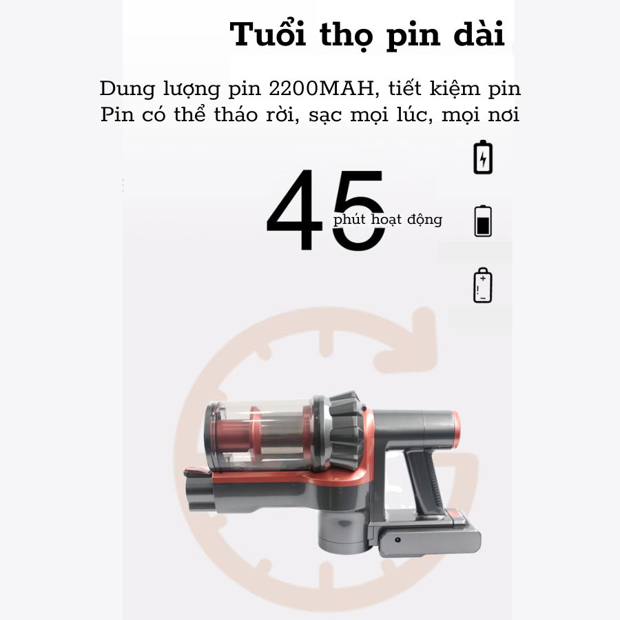 Máy hút bụi Guchy thế hệ mới ứng dụng công nghệ lốc xoáy,kèm nhiều đầu hút, máy hút bụi không dây, pin tháo rời