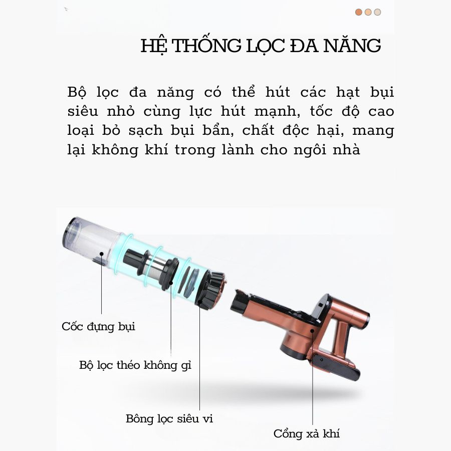 Máy hút bụi Guchy thế hệ mới ứng dụng công nghệ lốc xoáy,kèm nhiều đầu hút, máy hút bụi không dây, pin tháo rời