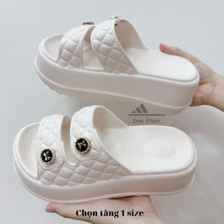 Dép nữ bánh mì nữ 2 quai hình NƠ xăng đan đế độn tăng chiều cao 6.5cm chọn tăng 1 size