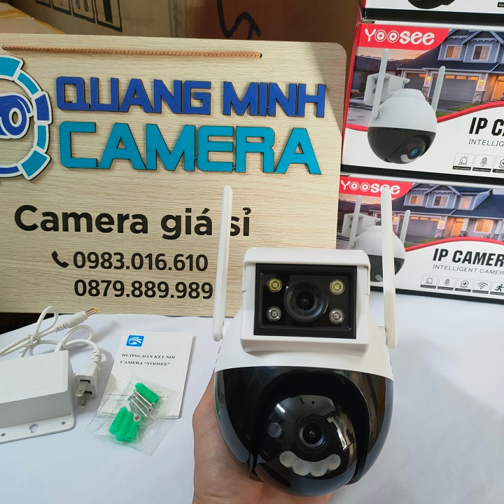 Camera 2 mắt yoosee ngoài trời Ptz 8led 6.0Mpx quay quét 360 độ siêu nét, góc rộng, có màu ban đêm