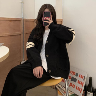  Áo Khoác len Áo Len Cardigan Phối Tay 3 Sọc Áo Bigsz Cổ V Basic Dễ Phối Đồ Phù Hợp Mặc Đi Chơi Bé Tiu 