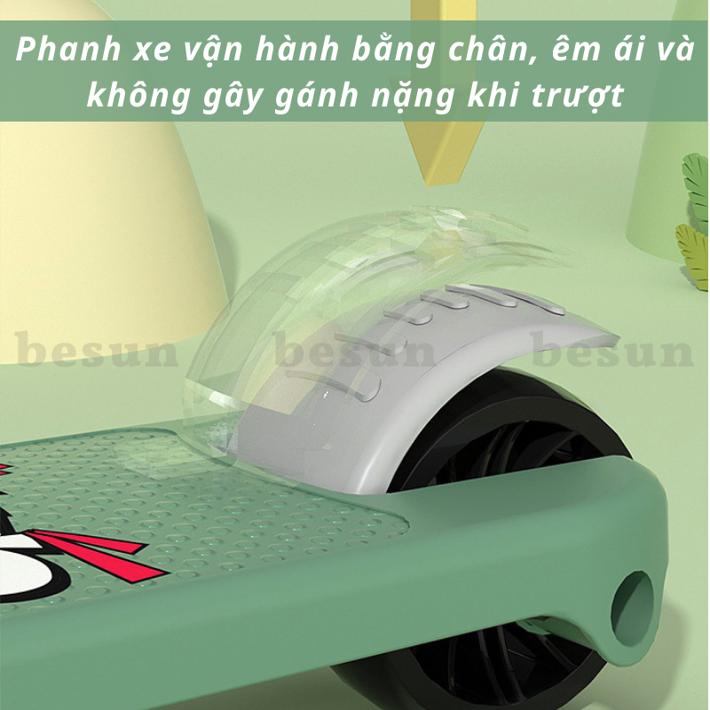 Xe trượt cho bé BESUN xe trượt 3 bánh gấp gọn có nhạc đèn phát sáng cao cấp hình Khủng Long